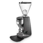 Voltage Coffee Supply™ Mazzer Super Jolly V Up Electronic espresso grinder in black, three quarter front view with hopper and portafilter fork